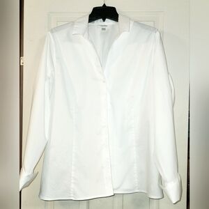 Calvin Klein Womans White Button Down Blouse